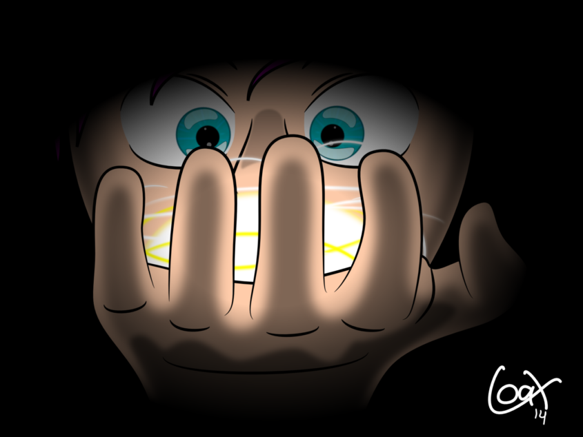 In your hands This is my first purely digital drawing. I sketched it out using Procreate on my iPad, then sent it to my computer to finish in Inkscape. My intention was to test and play with lighting and glow effects in Inkscape.